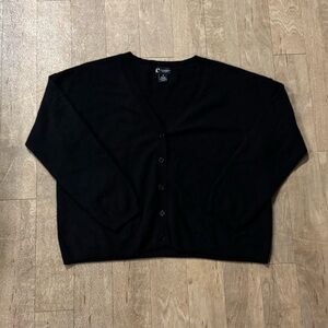 Bloomingdale's 100% 2-Ply Cashmere Cardigan Sweater Black Size XL